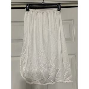 Cabernet Vintage White Satin Silky Nylon Slit Lace Hem Half Slip Medium USA